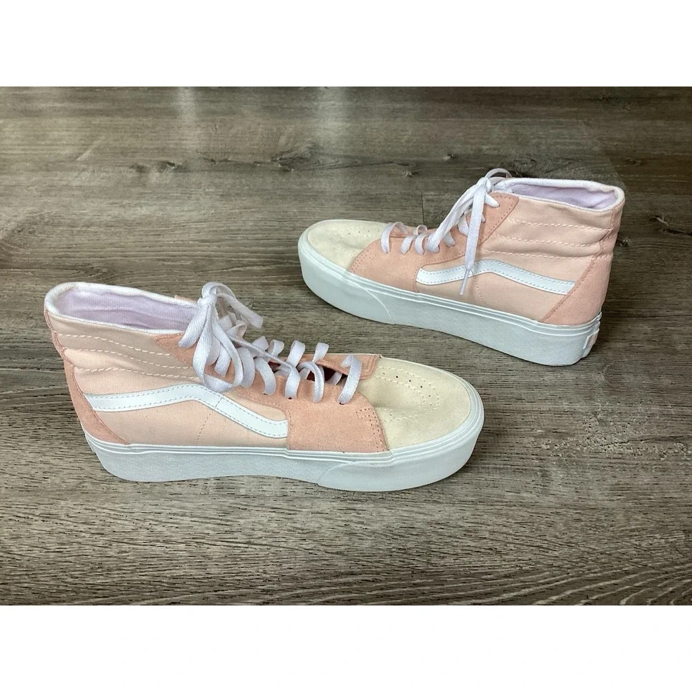 Vans Sk8-Hi Womens size 9.5 Tapered Stackform Pink Suede High Top Shoes Platform